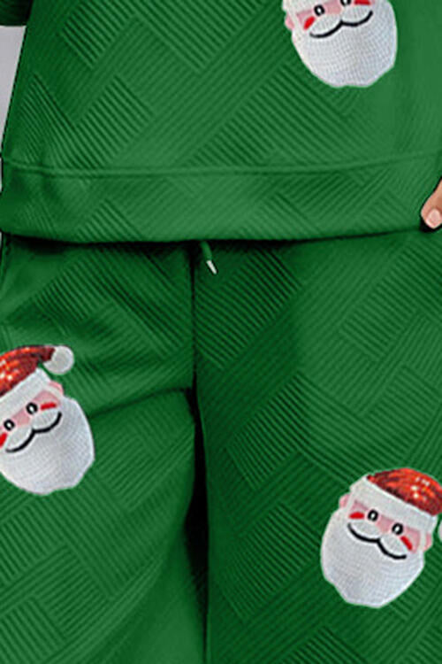 Conjunto de pantalón y top con cuello redondo y lentejuelas de Papá Noel