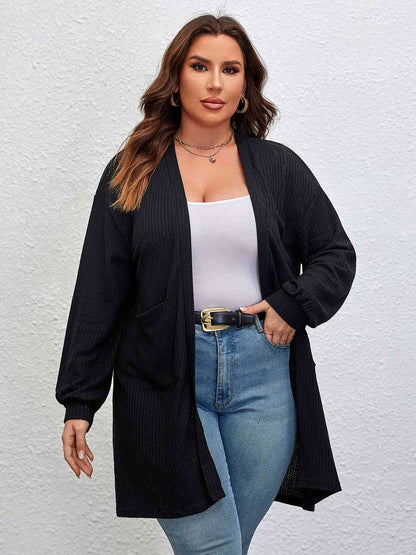 Plus Size Open Front Long Sleeve Cardigan