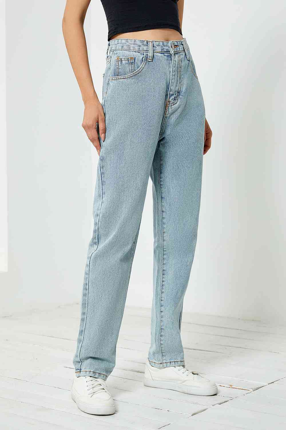 High Waist Straight Leg Jeans