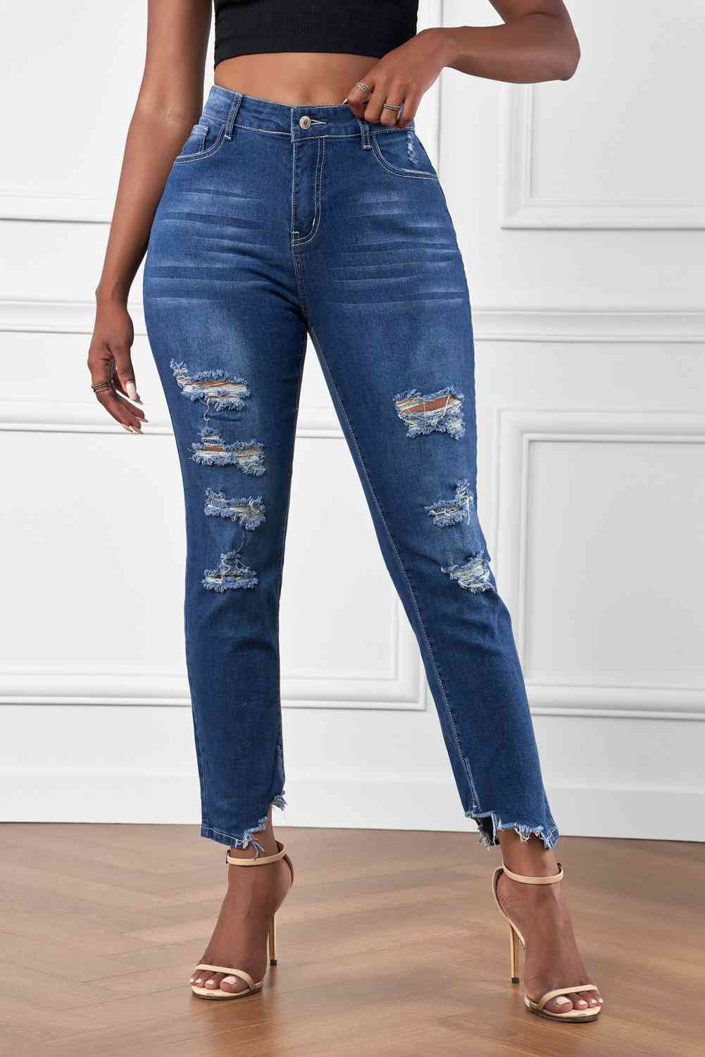 Jean Baeful taille haute avec ourlet effet vieilli