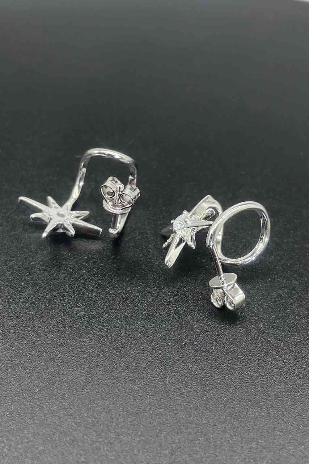 Boucles d'oreilles plaquées rhodium étoile Moissanite