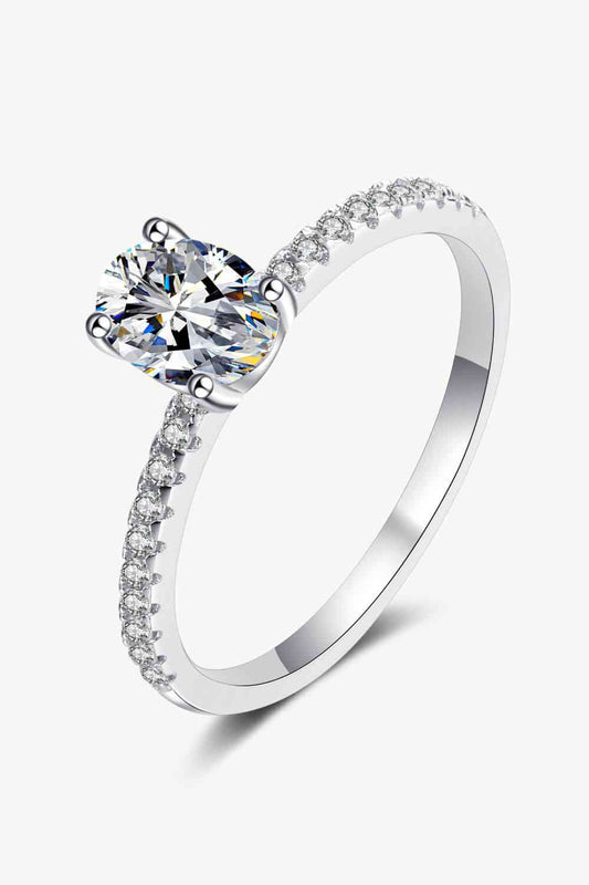 Bague moissanite incrustée de 1 carat en argent sterling 925