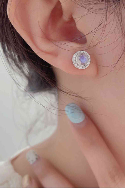 High Quality Natural Moonstone 925 Sterling Silver Stud Earrings