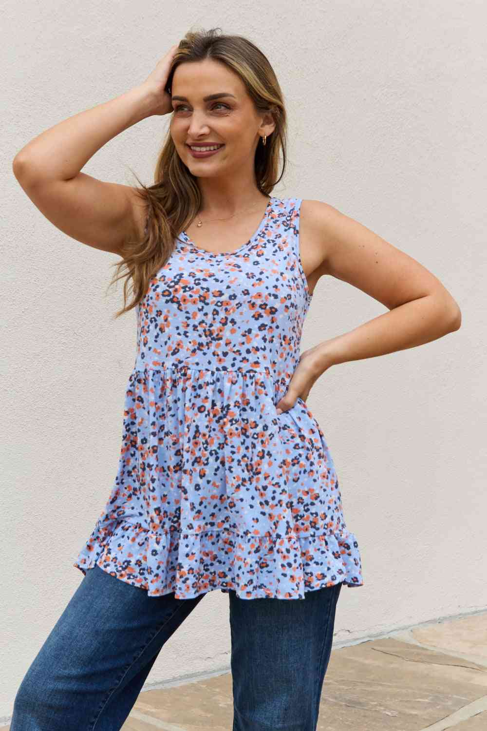 Top babydoll con estampado animal de tamaño completo de Be Stage