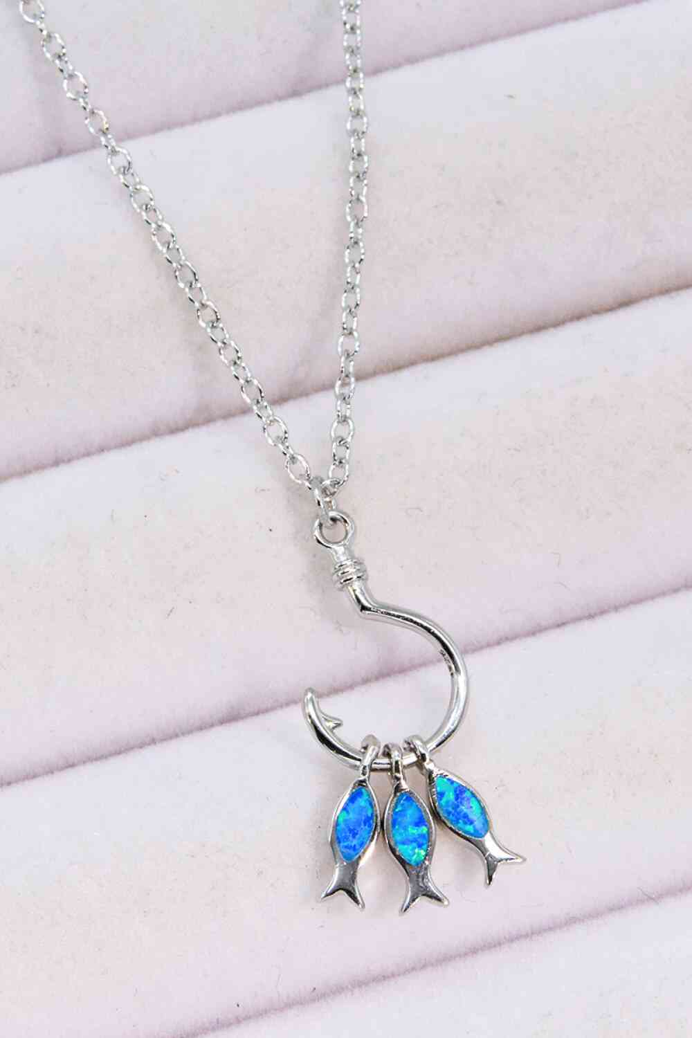 Opal Fish 925 Sterling Silver Necklace