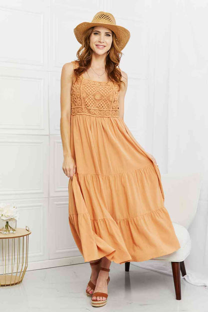 HEYSON Summer Dream Crochet Midi Dress in Sherbet