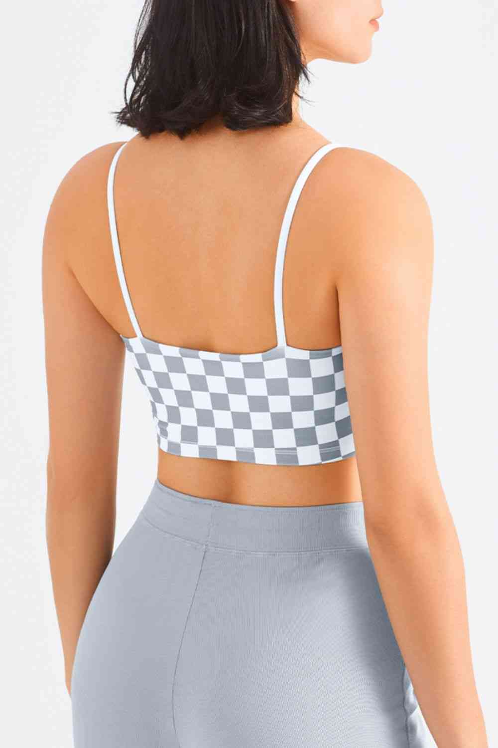 Breathable Checkered Sports Bra