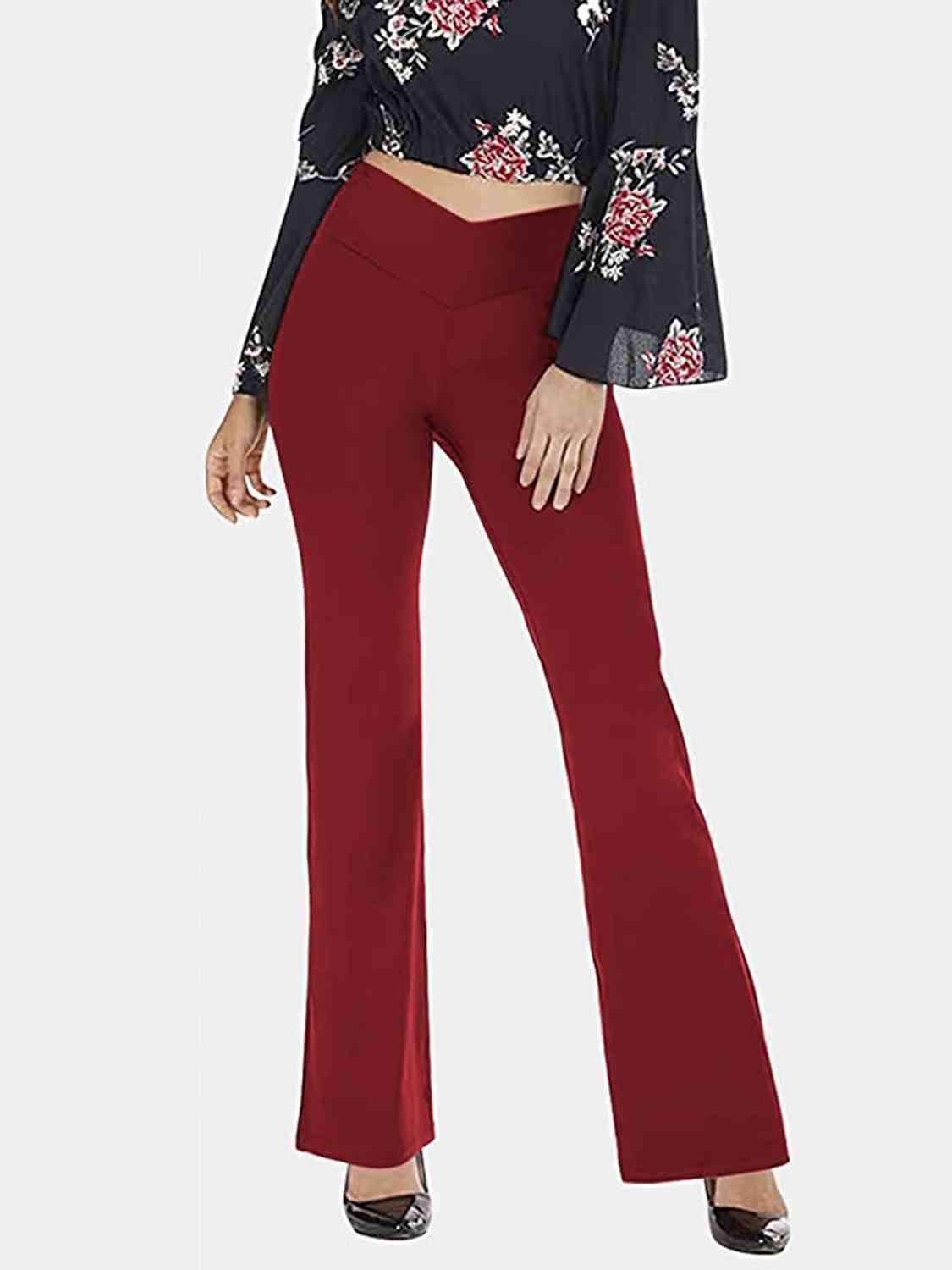 Pantalon long bootcut à taille en V