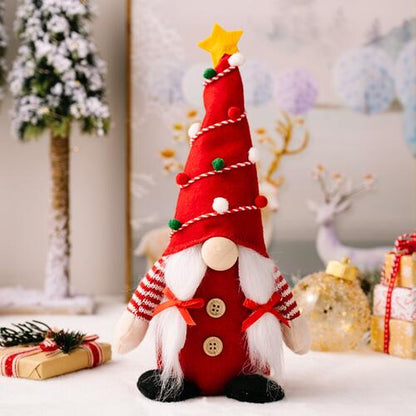 Adorno navideño de muñeco sin rostro con sombrero puntiagudo