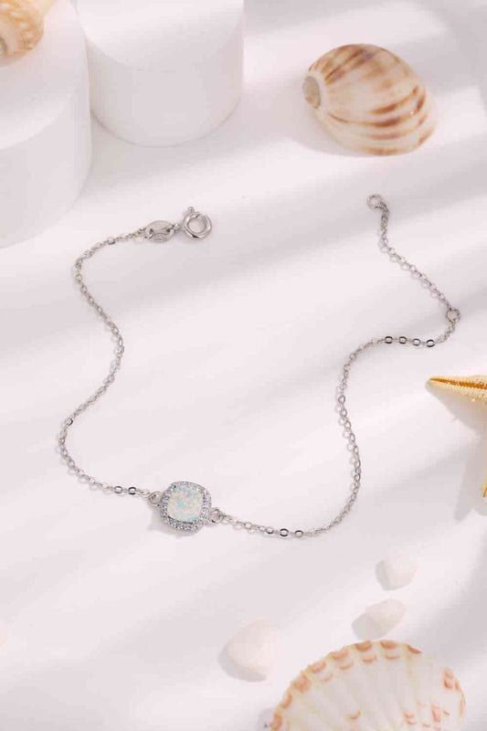 Bracelet plaqué platine opale