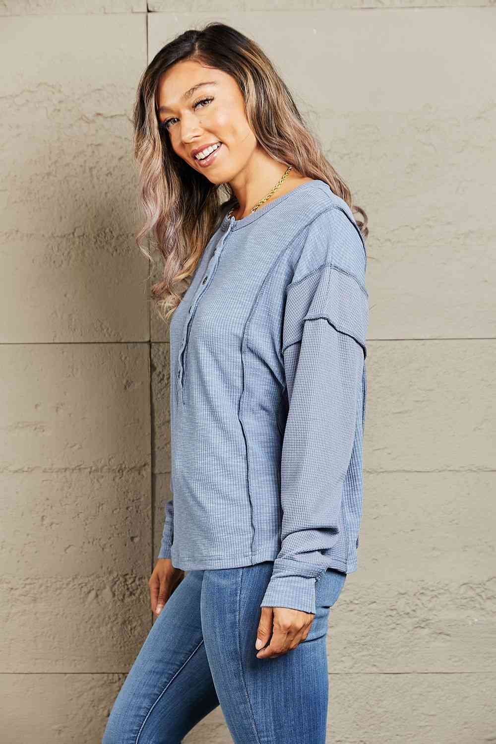 HEYSON Entiéndeme Top Henley extragrande de tamaño completo