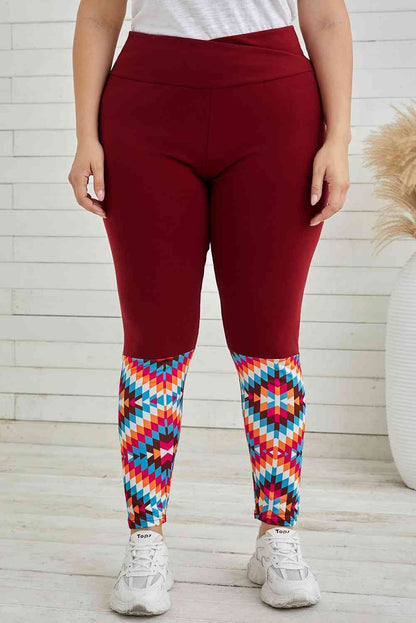 Legging Taille Haute Imprimé Géométrique de Grande Taille