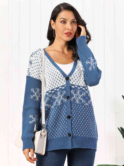 Cardigan boutonné en forme de flocon de neige