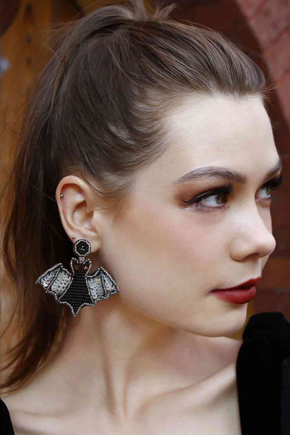 Boucles d'oreilles pendantes en perles en forme de chauve-souris