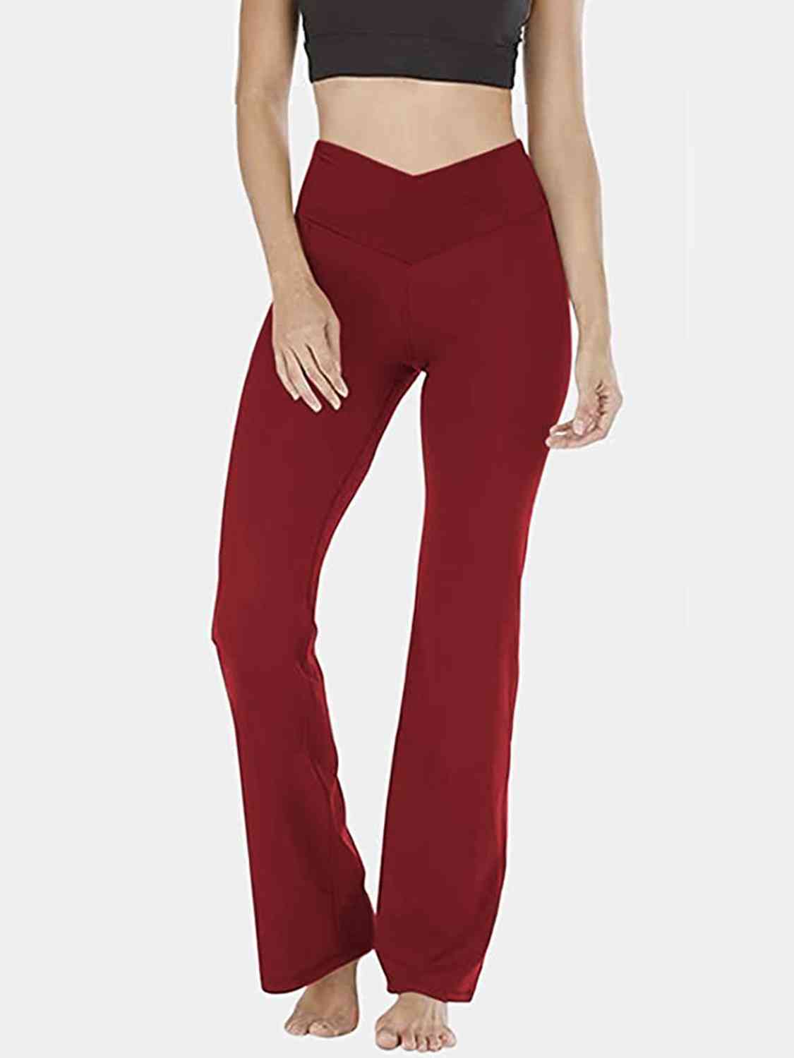 Pantalon long bootcut à taille en V