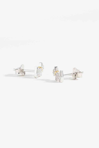 Boucles d'oreilles à tige en argent sterling 925 avec zircone et chiot