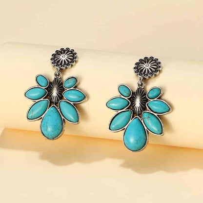 Boucles d'oreilles à fleurs turquoise artificielles