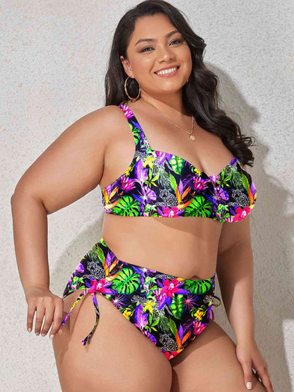 Ensemble de Bikini Imprimé à Cordon de Grande Taille