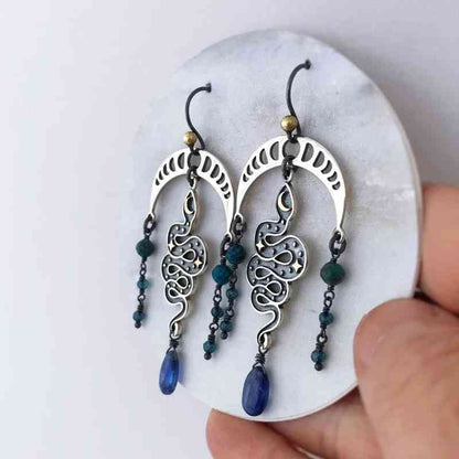 Boucles d'oreilles en alliage serpent et lune