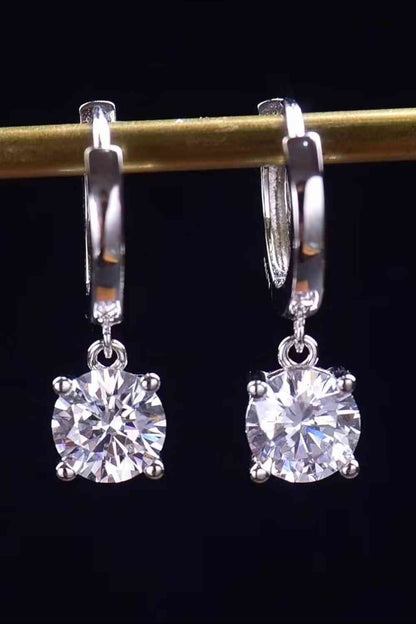 Feel The Surprise Boucles d'oreilles pendantes plaquées platine 1 carat moissanite