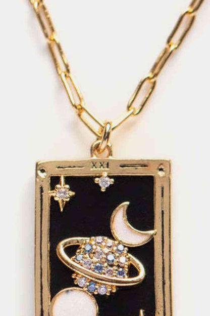 Collier en acier inoxydable avec pendentif carte de tarot