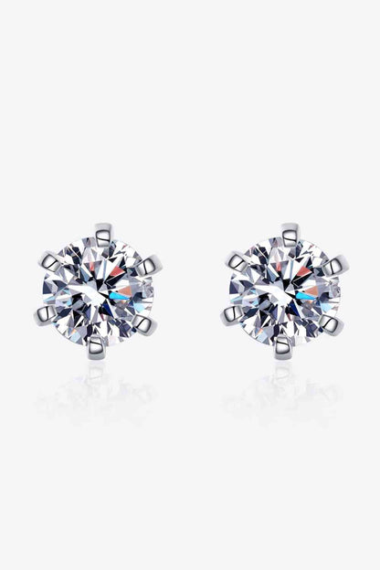 Boucles d'oreilles à tige plaquées rhodium moissanite 1 carat