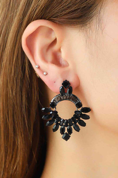 Boucles d'oreilles pendantes en cuivre et strass