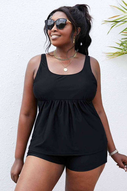 Ensemble de tankini à encolure dégagée de grande taille