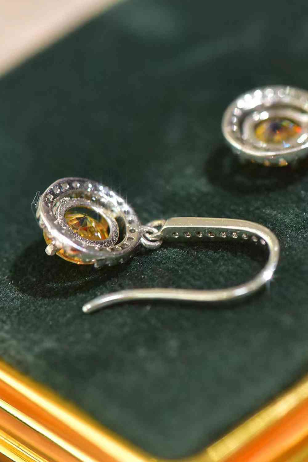 Boucles d'oreilles pendantes en moissanite 2 carats plaquées platine