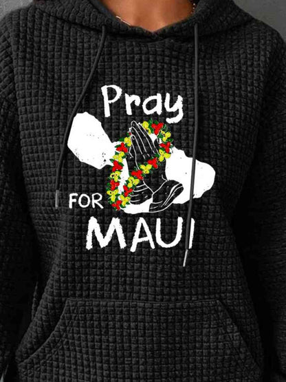 Sudadera con capucha y cordón gráfico PRAY FOR MAUI de tamaño completo