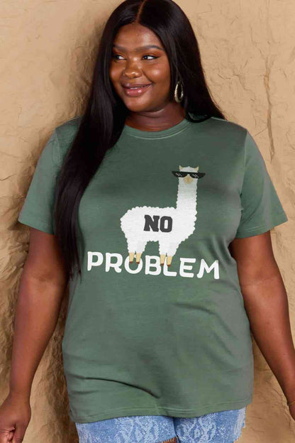 Simply Love T-shirt en coton graphique NO PROBLEM pleine taille