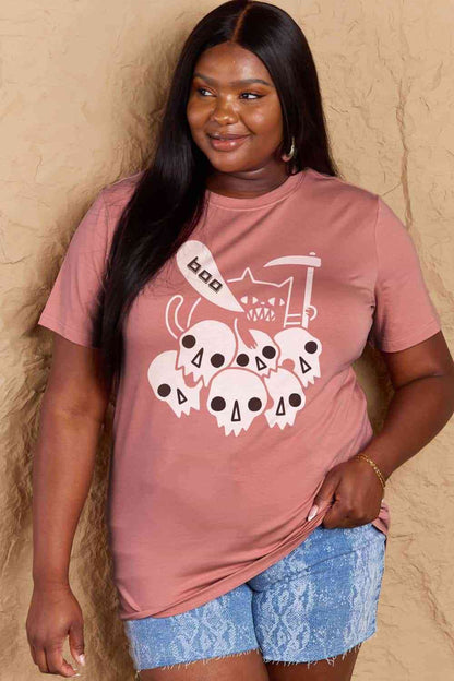 Simply Love T-shirt en coton avec image BOO pleine taille