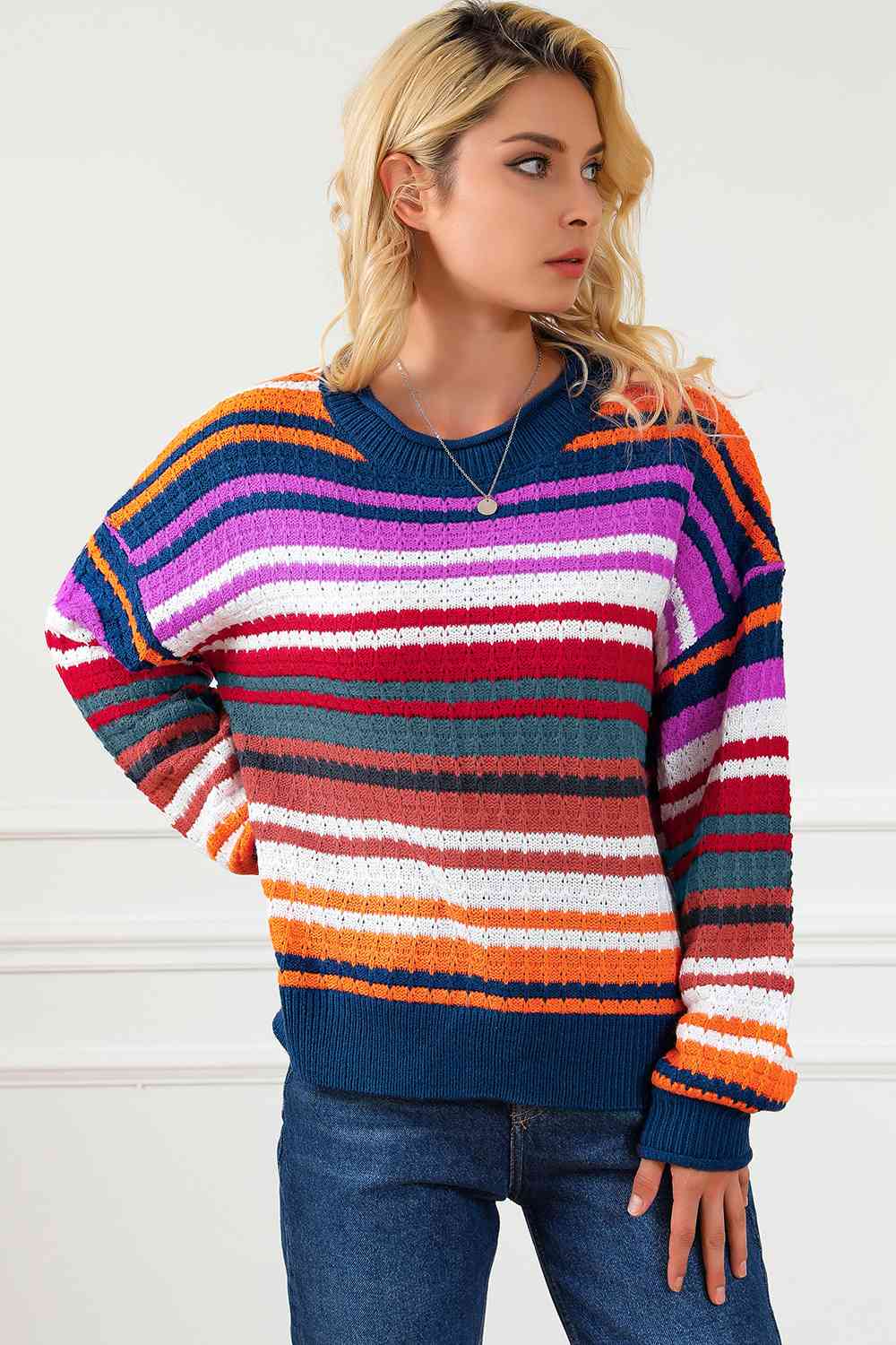 Striped Round Neck Sweater