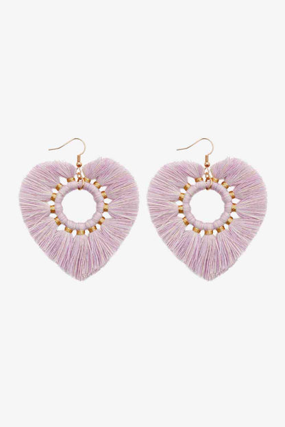 Boucles d'oreilles pendantes en forme de cœur à franges, 4 paires aléatoires