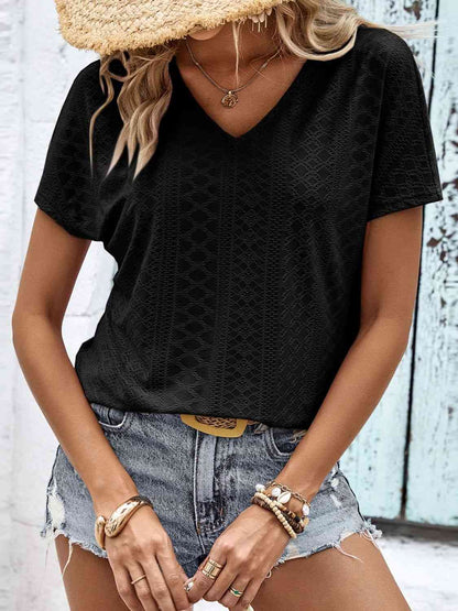 Twist Back Tied Eyelet Top