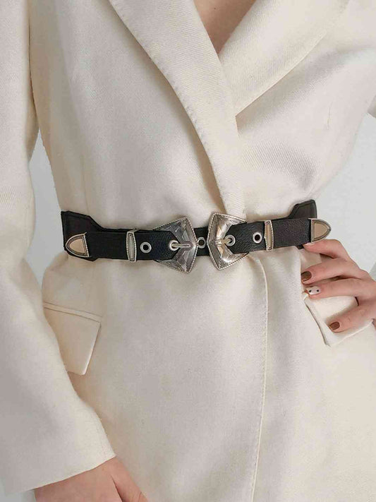 Ceinture en cuir PU à double boucle