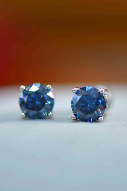 Boucles d'oreilles plaquées platine à quatre griffes en moissanite 2 carats