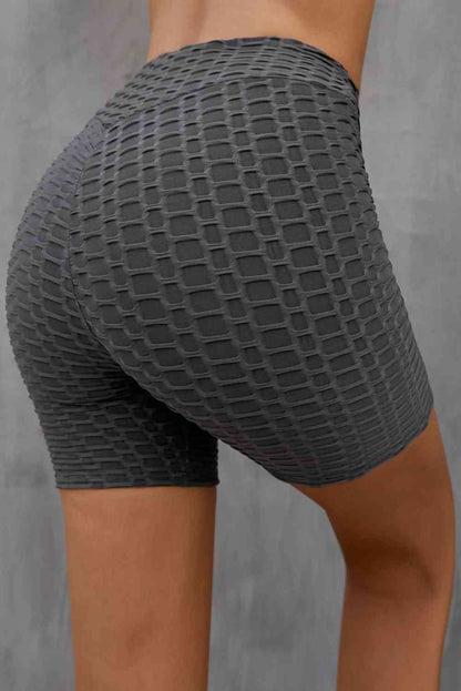 Short motard texturé taille haute