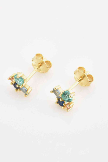 Multicolored Zircon 925 Sterling Silver Stud Earrings