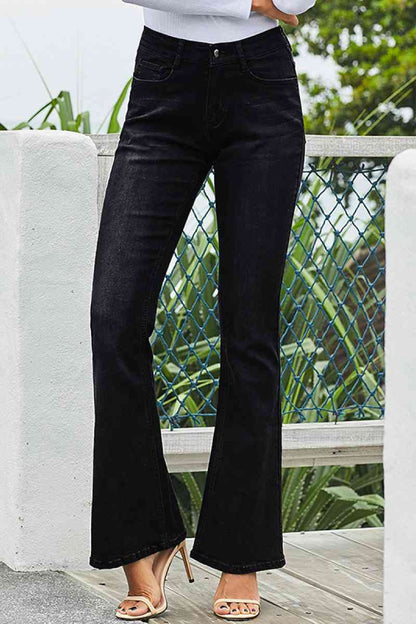 Jean skinny évasé taille haute