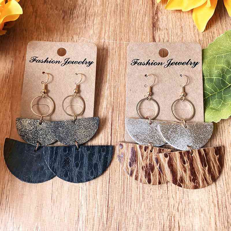 Boucles d'oreilles pendantes en demi-cercle en PU