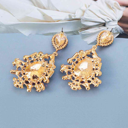 Boucles d'oreilles pendantes en alliage de strass en forme de larme