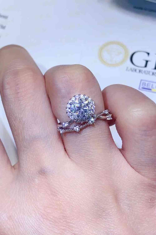 Bague plaquée platine moissanite 1 carat