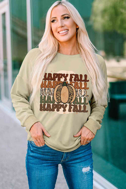 HAPPY FALL Sudadera con hombros caídos y calabaza