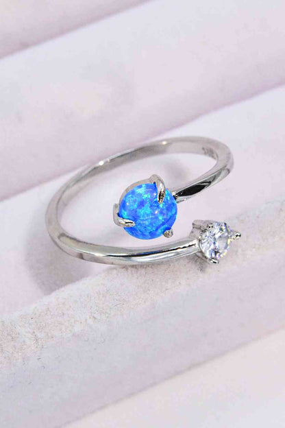 Opal and Zircon Open Ring