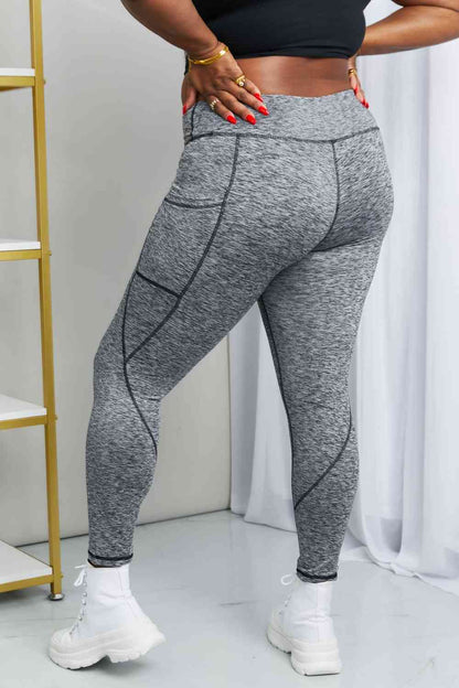 Rae Mode Legging de yoga chiné à large taille pleine taille