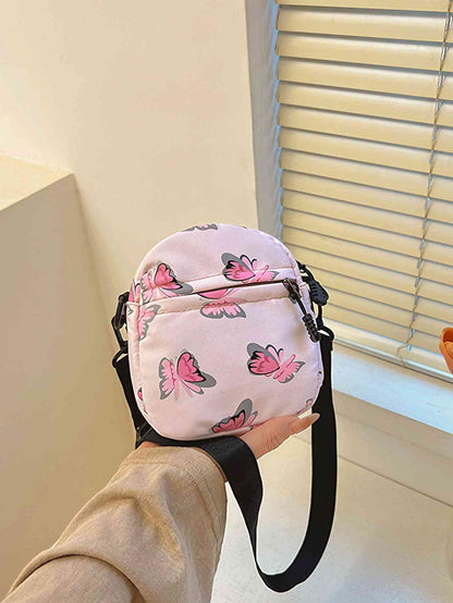 Bolso bandolera de poliéster con estampado de mariposas