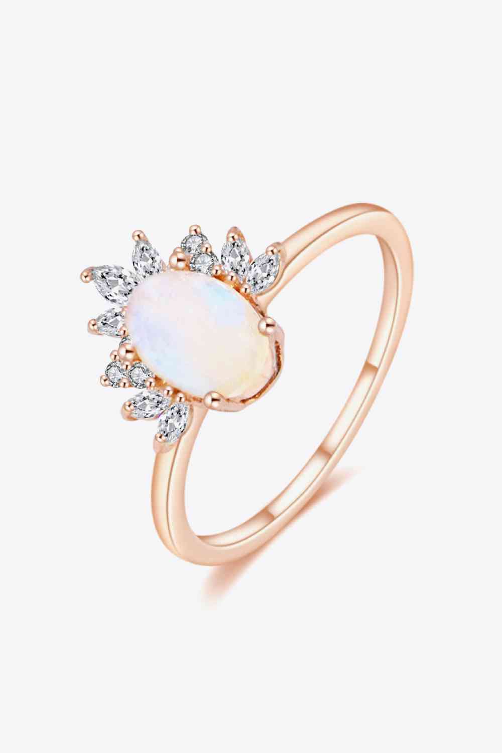 18K Rose Gold-Plated Natural Moonstone Ring