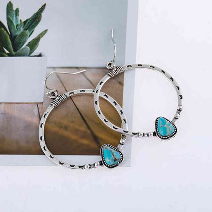 Boucles d'oreilles pendantes turquoise artificielles