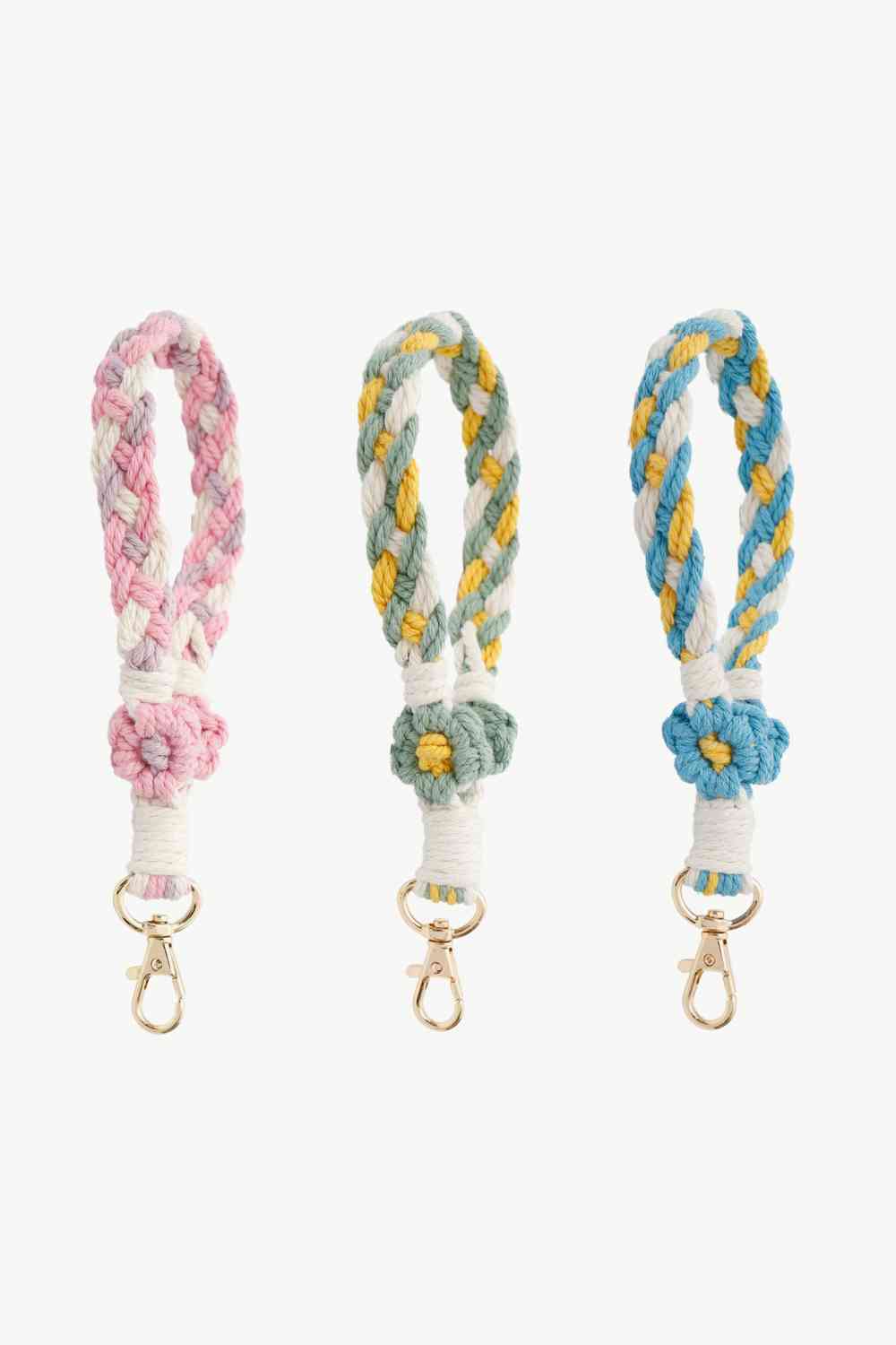 Porte-clés à bracelet tressé floral